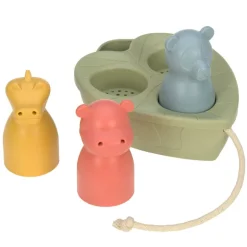 Badset Boat Toy Set Water Friends olive, panda, hippo, crocodile
