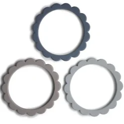 Bijtarmbandjes Flower Bracelet Steel, Dark Gray & Stone - Set van 3