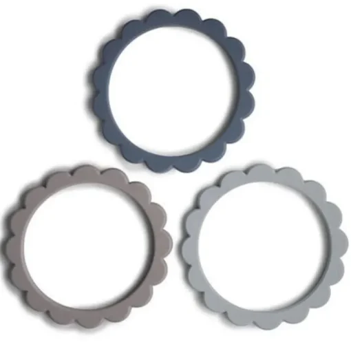 Bijtarmbandjes Flower Bracelet Steel, Dark Gray & Stone - Set van 3