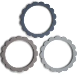 Bijtarmbandjes Flower Bracelet Steel, Dark gray & Stone - Set van 3