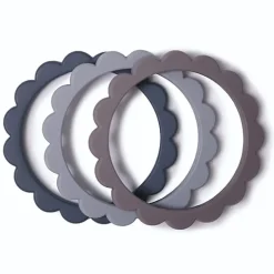 Bijtarmbandjes Flower Bracelet Steel, Dark Gray & Stone - Set van 3