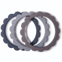 Bijtarmbandjes Flower Bracelet Steel, Dark gray & Stone - Set van 3