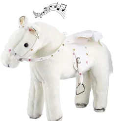 Boutique, paard met zadel en teugel, "Weisser Blitz", wit, met geluid, 27 cm
