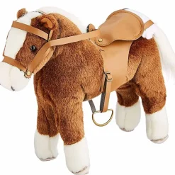 Bruin paard met zadel en teugel Boutique Springturniersieger - 27 cm