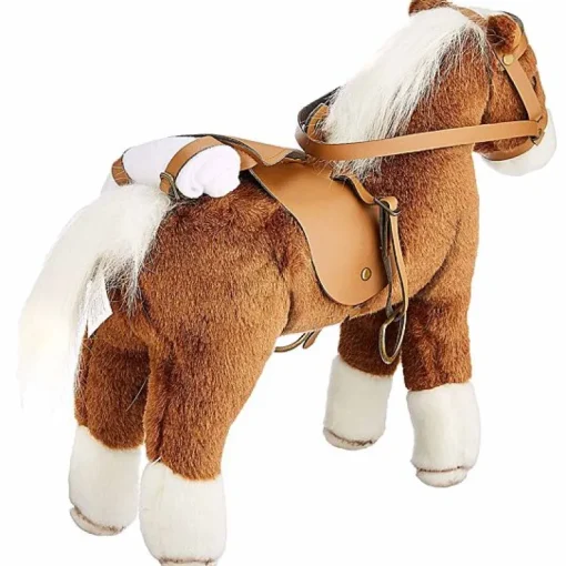 Bruin paard met zadel en teugel Boutique Springturniersieger - 27 cm