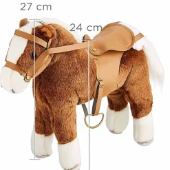 Bruin paard met zadel en teugel Boutique Springturniersieger - 27 cm