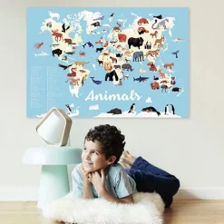 Educatieve Xxl Poster + 42 Stickers Animals Of The World | 5-12 Jaar