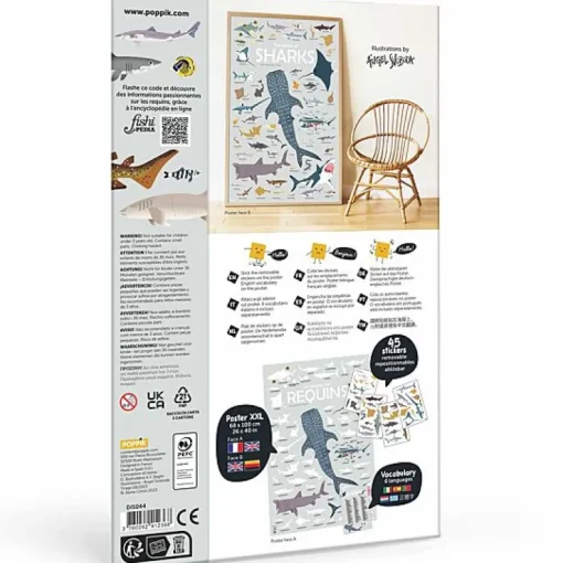 Educatieve Xxl Poster + 45 Stickers Sharks | 6-12 Jaar
