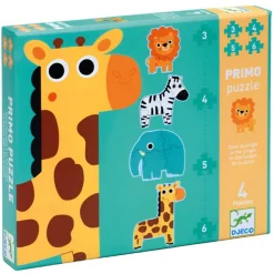 Eerste legpuzzels Primo Puzzle Dans la Jungle - 3,4,5 en 6 stukjes