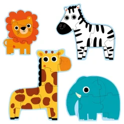 Eerste legpuzzels Primo Puzzle Dans la Jungle - 3,4,5 en 6 stukjes