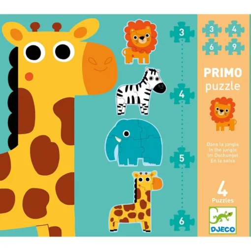 Eerste legpuzzels Primo Puzzle Dans la Jungle - 3,4,5 en 6 stukjes