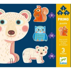 Eerste legpuzzels Primo Puzzle Dans la foret - 9, 12, 16 stukjes