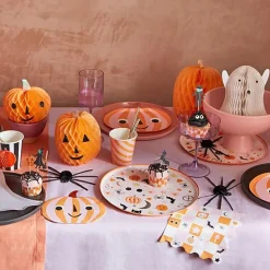 Feestbekers Pink & Orange Stripy Cups - Set Van 8