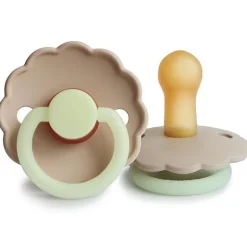 Frigg Latex Fopspenen Daisy Night Croissant/Cream - Set Van 2