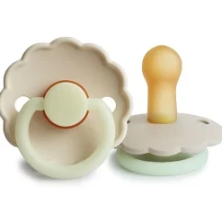 Frigg Latex Fopspenen Daisy Night Croissant/Cream - Set Van 2