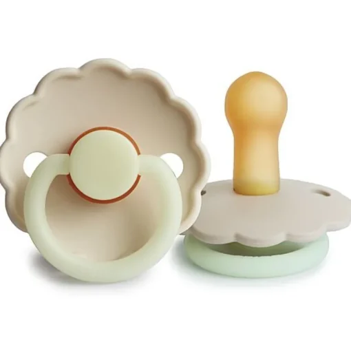 Frigg Latex Fopspenen Daisy Night Croissant/Cream - Set Van 2