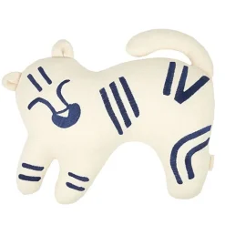 Geborduurd Kussen | Tiger Blue Natural