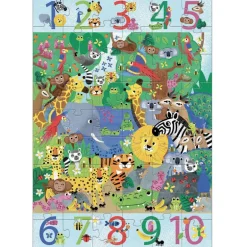 Grote overservatiepuzzel 1 tot 10 Jungle - 54 stukjes