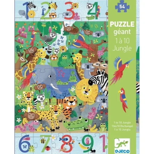 Grote overservatiepuzzel 1 tot 10 Jungle - 54 stukjes