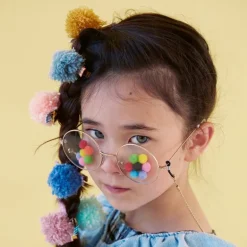 Haarclips Gingham Big Pompom Hair Clips - set van 6