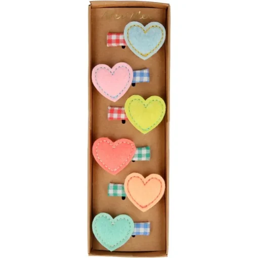 Haarspeldjes Felt Heart Hair Clips - set van 6