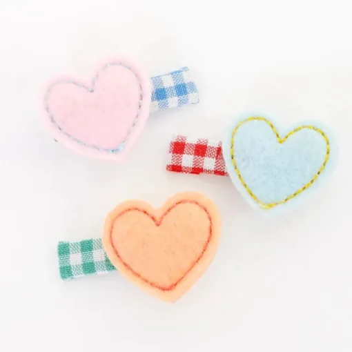 Haarspeldjes Felt Heart Hair Clips - set van 6