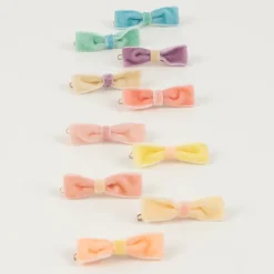 Haarspeldjes pastel velvet mini bow clips - set van 10