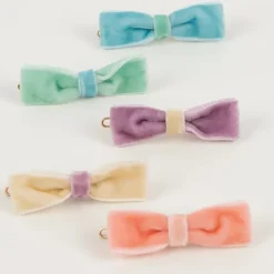 Haarspeldjes pastel velvet mini bow clips - set van 10