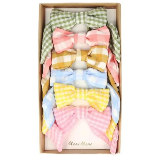 Haarstrikjes Gingham hair bows - set van 6