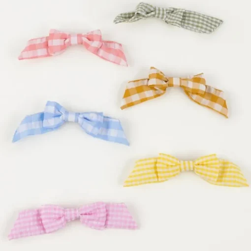 Haarstrikjes Gingham hair bows - set van 6