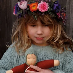 Handgemaakte Eerste Pop Walnussbaby Braun | 22 cm