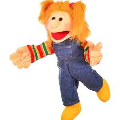 Handpop Meisje Maja Met Jeans Salopet - 65 cm
