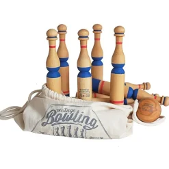 Houten Blauwe Bowling Set | 10 Kegels