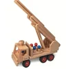 Houten brandweerwagen met 6 popjes
