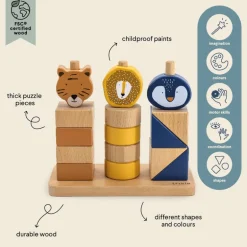 Houten dieren blokken stapelaar - Trixie