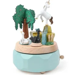 Houten Muziekdoos | Unicorn With Swans N°51