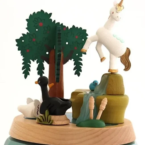 Houten Muziekdoos | Unicorn With Swans N°51