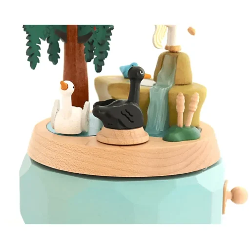 Houten Muziekdoos | Unicorn With Swans N°51