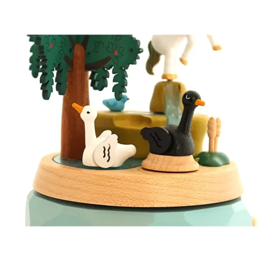Houten Muziekdoos | Unicorn With Swans N°51