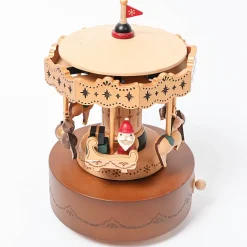 Houten Muziekdoos | Xmas Santa & Reindeer Carousel N°49