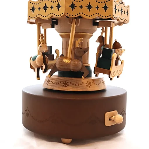 Houten Muziekdoos | Xmas Santa & Reindeer Carousel N°49