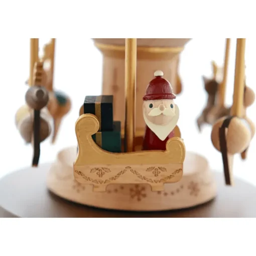 Houten Muziekdoos | Xmas Santa & Reindeer Carousel N°49
