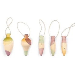 Houten ornamenten Nº 2 Twinkle Mist - set van 5