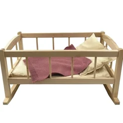 Houten Poppenwieg Met Gebreid Dekentje