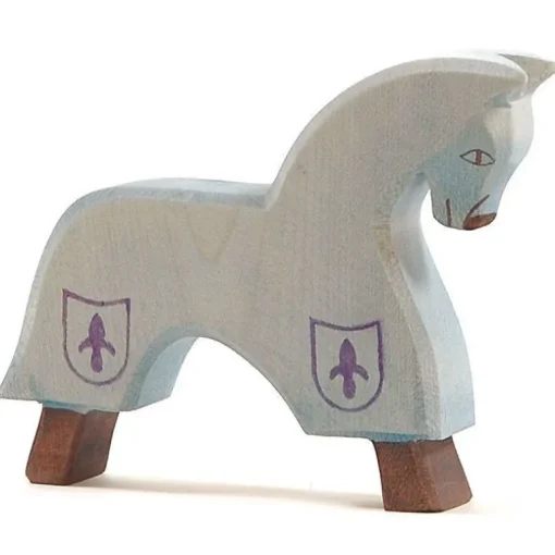 Houten speelfiguur - Paard voor blauwe ridder