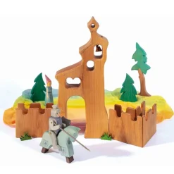 Houten speelfiguur - Paard voor blauwe ridder