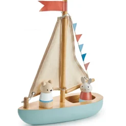Houten speelgoedboot Sail Away - met 2 poppetjes