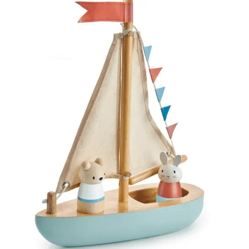Houten speelgoedboot Sail Away - met 2 poppetjes