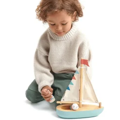 Houten speelgoedboot Sail Away - met 2 poppetjes