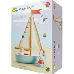 Houten speelgoedboot Sail Away - met 2 poppetjes